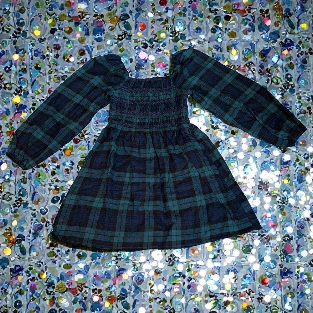 Plaid Long Sleeve Smocked Dress Girls Medium (10) Hello Franki